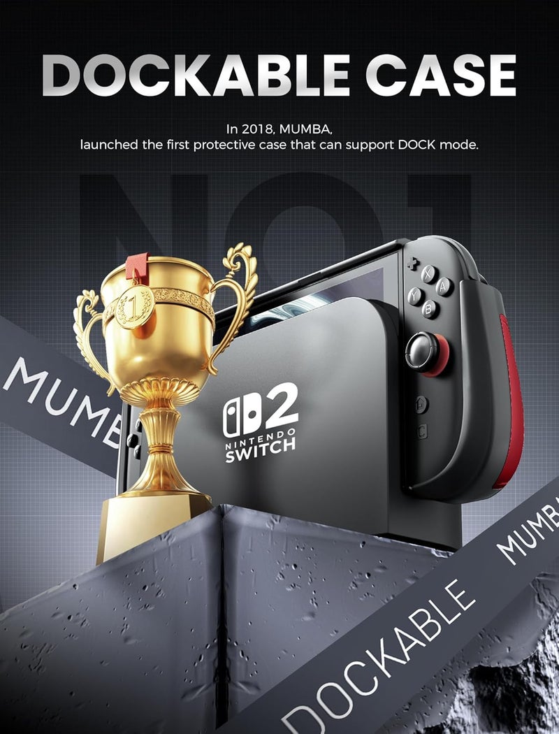 Mumba Dockable for Nintendo Switch 2 Case with Flip Stand, [Titan] Ergonomic Switch 2 Grip Protective Cover Holds 5 Game Cards & 2 TF Cards TPU Accessories and Quick-Release Joy-Con Design (Ruddy) - Image 5